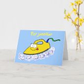 Funny cartoon ijzerwas illustratie kaart (Gele Bloem)