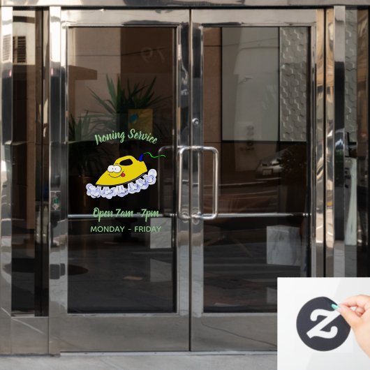 Funny cartoon ijzerwas illustratie raamsticker (Kantoordeur)