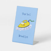 Funny cartoon ijzerwas illustratie reclamebord met voetstuk (Voorkant)