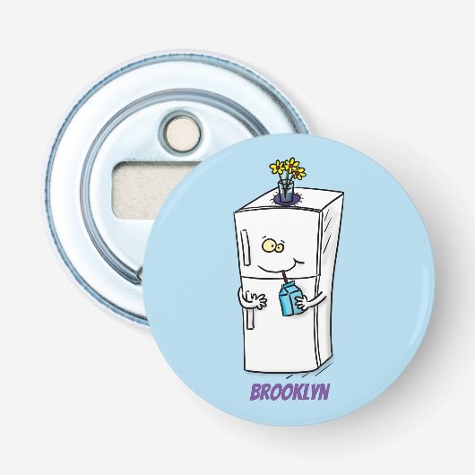 Funny cartoon illustratie button flesopener (Voorkant)