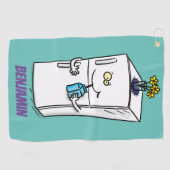 Funny cartoon illustratie golfhanddoek (Horizontaal)