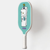 Funny cartoon illustratie pickleball paddle (Links)