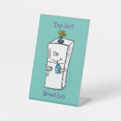 Funny cartoon illustratie reclamebord met voetstuk (Voorkant)