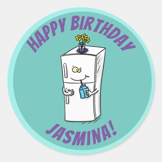 Funny cartoon illustratie ronde sticker (Voorkant)