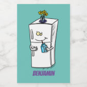 Funny cartoon illustratie voedselcontainer etiket (Enkel label)