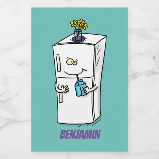 Funny cartoon illustratie voedselcontainer etiket (Enkel label)