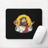 Funny Cartoon Jesus Christ With Pizza Slice Costum Muismat (Met muis)