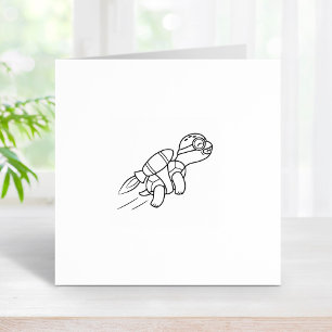 Funny Cartoon Jetpack Turtle 2 Rubberstempel