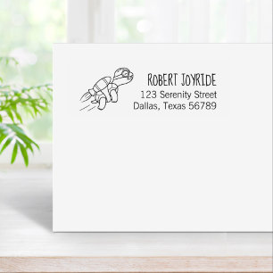 Funny Cartoon Jetpack Turtle Address Rubberstempel