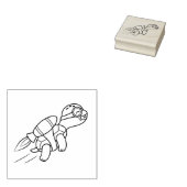 Funny Cartoon Jetpack Turtle Rubberstempel (Gestempeld)