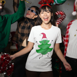 Funny Cartoon kerstboom, Santa Hat en Face T-shirt