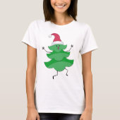Funny Cartoon kerstboom, Santa Hat en Face T-shirt (Voorkant)