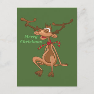 Funny Cartoon Kerstmis Reindester Feestdagenkaart