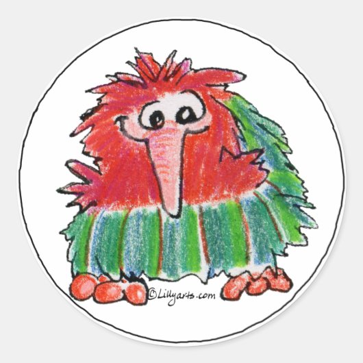 Funny Cartoon Kiwi Bird 3 Ronde Sticker (Voorkant)