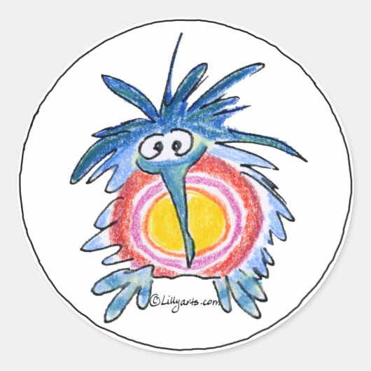 Funny Cartoon Kiwi Bird 4 Round Sticker (Voorkant)
