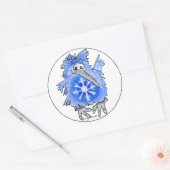 Funny Cartoon Kiwi Bird 6 Round Sticker (Envelop)