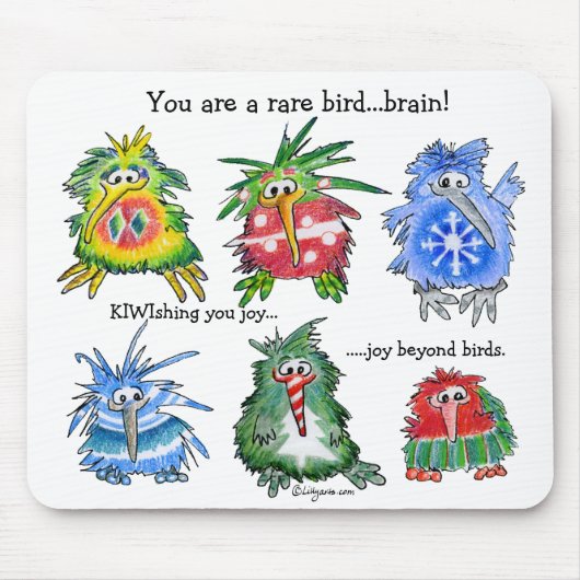 Funny Cartoon Kiwi kerstcadeau Mousepad Muismat (Voorkant)