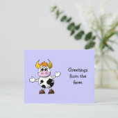 Funny Cartoon Koe Briefkaart (Staand voorkant)