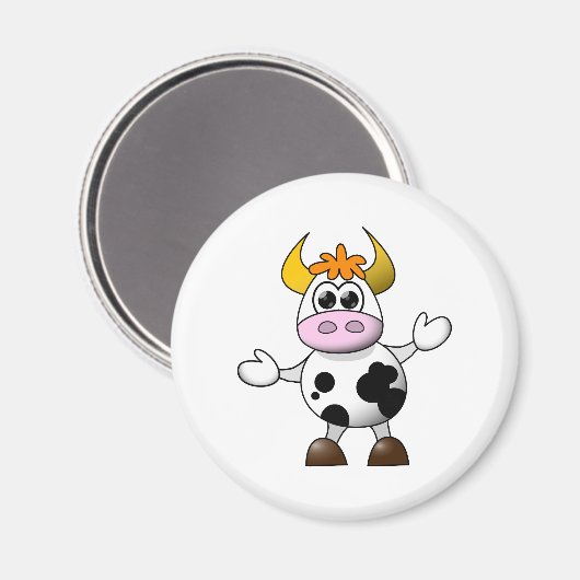 Funny Cartoon Koe Magneet (Voorkant / Achterkant)