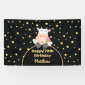 Funny Cartoon Koe met een lofzige 70e verjaardag Spandoek (Horizontaal)