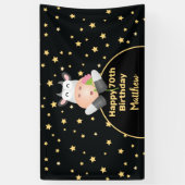 Funny Cartoon Koe met een lofzige 70e verjaardag Spandoek (Verticaal)