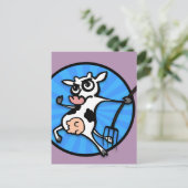 FUNNY CARTOON KOE MET PITCHFORK BRIEFKAART (Staand voorkant)