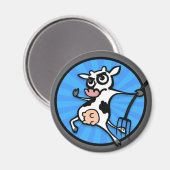FUNNY CARTOON KOE ROND MAGNET (Voorkant / Achterkant)