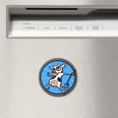 FUNNY CARTOON KOE ROND MAGNET (Insitu (Vaatwasser))