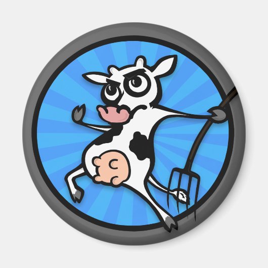 FUNNY CARTOON KOE ROND MAGNET (Voorkant)