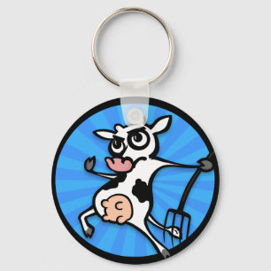 FUNNY CARTOON KOE ROND SLEUTELHANGER