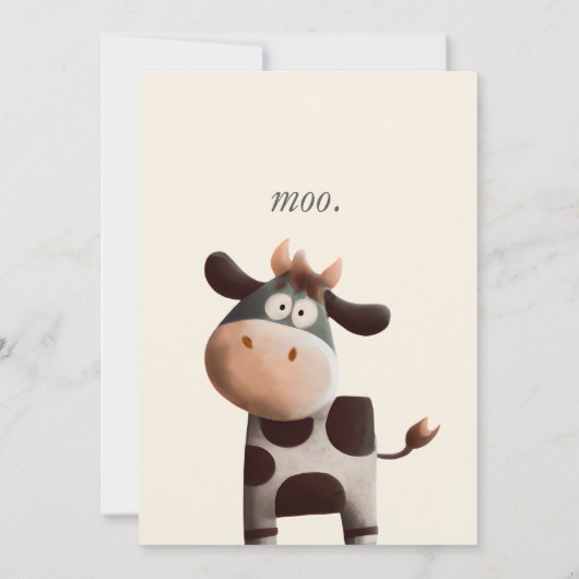 Funny Cartoon Koe Tweede Verjaardag Kaart (Achterkant)