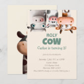 Funny Cartoon Koe Tweede Verjaardag Kaart (Voorkant / Achterkant)