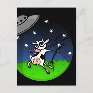 FUNNY CARTOON KOE UFO ABDUCTION BRIEFKAART