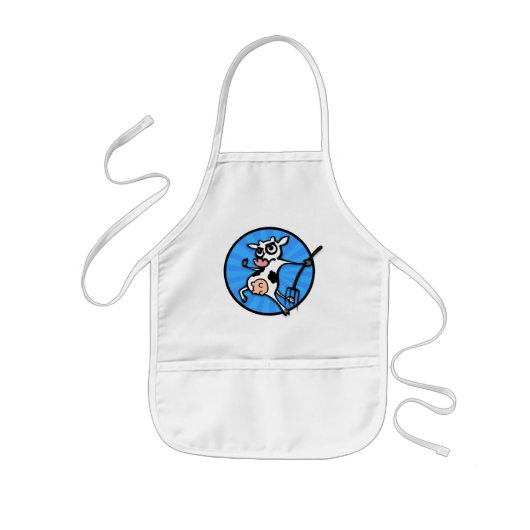 FUNNY CARTOON KOE WHITE APRON KINDER SCHORT (Voorkant)
