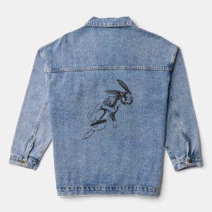 Funny Cartoon Large Jack Rabbit Denim Jacket