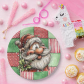 Funny Cartoon Laughing Santa  Papieren Bordje (Feest)