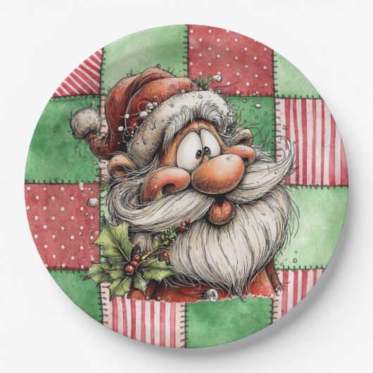 Funny Cartoon Laughing Santa  Papieren Bordje (Voorkant)