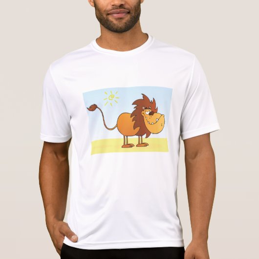 Funny Cartoon Lion in the Sun Safari Animal T-shirt (Voorkant)