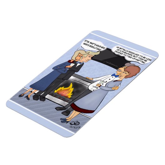 Funny Cartoon Magnet over de resolutie van het nie Magneet (Linkerzijde)