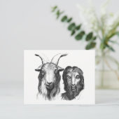 Funny Cartoon Man Goat Likeness Friendship Briefkaart (Staand voorkant)