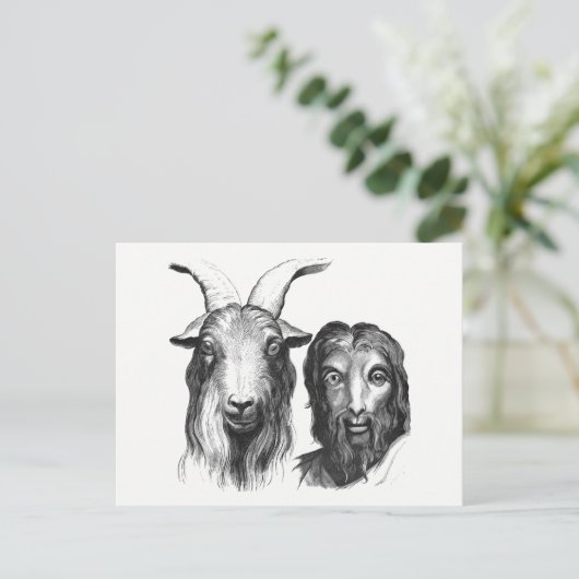 Funny  Cartoon Man Goat Likeness Friendship Briefkaart (Staand voorkant)