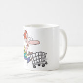 Funny Cartoon Man Running With Shopping Cart Koffiemok (Voorkant rechts)