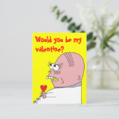 Funny Cartoon Man Valentine's Day Postcard Feestdagenkaart (Staand voorkant)