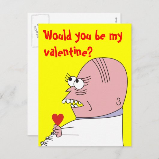 Funny Cartoon Man Valentine's Day Postcard Feestdagenkaart (Voorkant / Achterkant)
