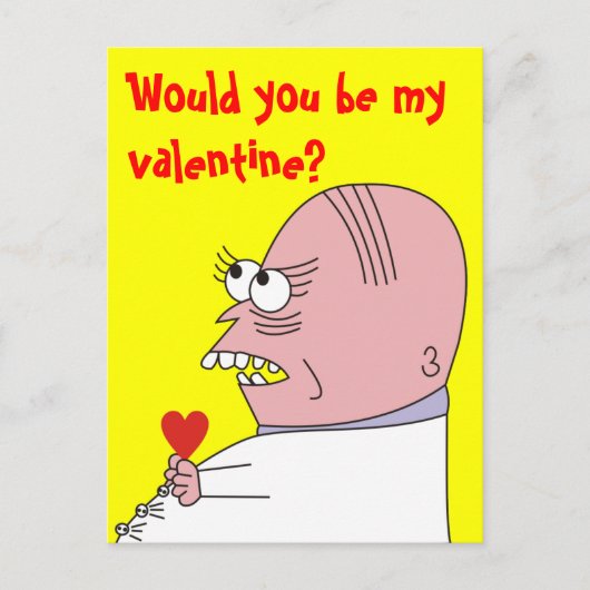 Funny Cartoon Man Valentine's Day Postcard Feestdagenkaart (Voorkant)