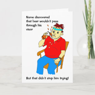 Funny Cartoon Man Visor Beer Birthday Kaart