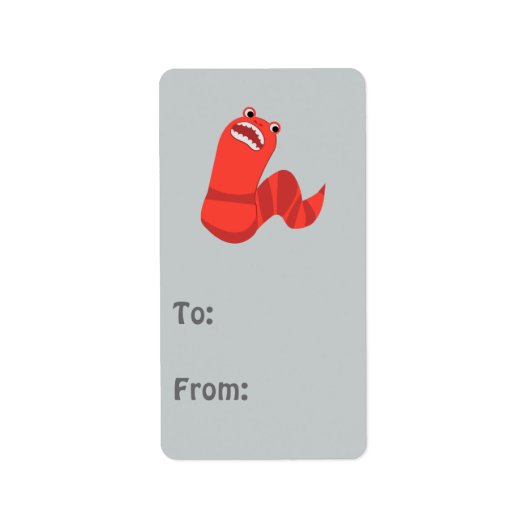 Funny Cartoon Mongolian Death Worm Etiket (Voorkant)