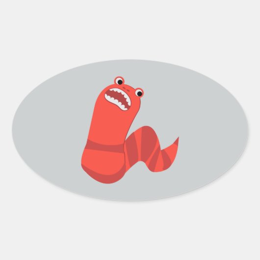 Funny Cartoon Mongolian Death Worm Ovale Sticker (Voorkant)