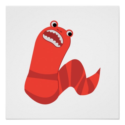Funny Cartoon Mongolian Death Worm Poster (Voorkant)