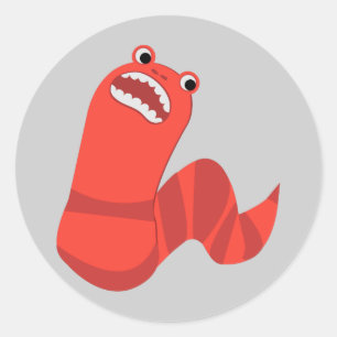 Funny Cartoon Mongolian Death Worm Ronde Sticker